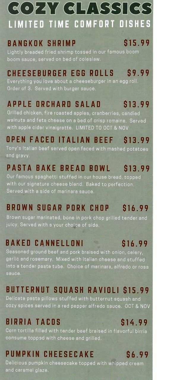 Cimino's Little Italy Main Menu | Freeport, IL